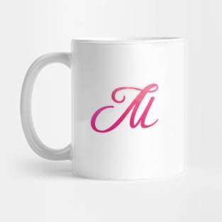 Letter M Monogram, Pink Color Personalized Design Mug